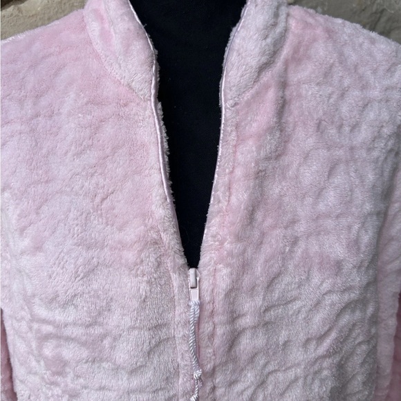 MISS ELAINE Fleece Robe XL Pink Long Sleeves Zip Front Full Length Excellent - Picture 3 of 6
